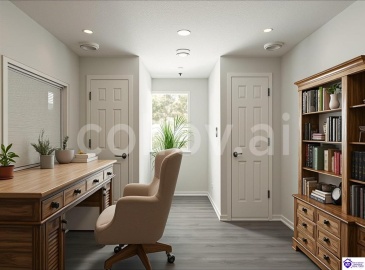 Bonus space virtually staged as a home office